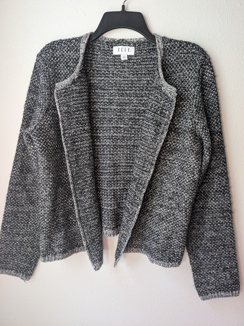 ELLE Black & Gray Marled Open-Front Cardigan